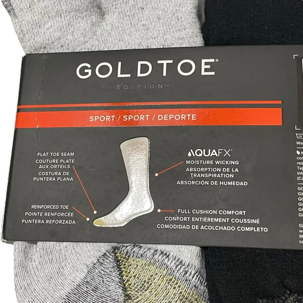 Gold Toe Goldtoe Mens Shoe Size 6-12.5 Cotton Sport Crew Socks 6 Pack AquaFX